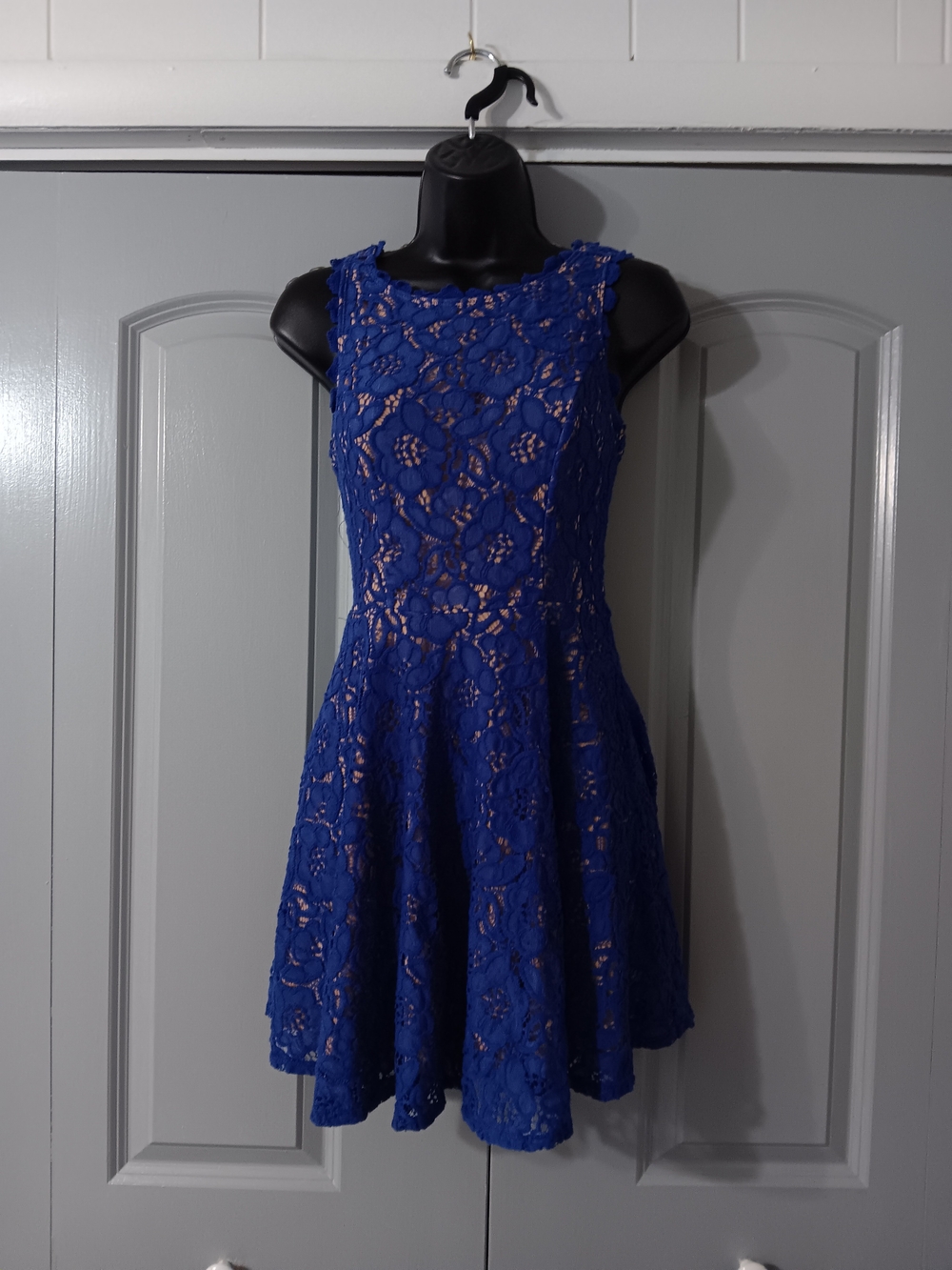 Jodi Kristopher Royal Blue Lace Fit & Flare Dress